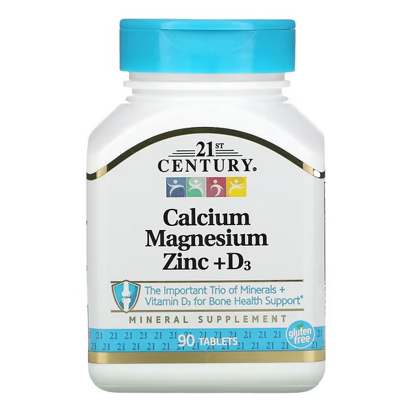 21st Century, Calcium Magnesium Zinc + D3, 90 Tablets_11zon