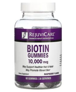 Rejuvicare, Biotin Gummies, Raspberry, 10,000 mcg, 60 Gummies