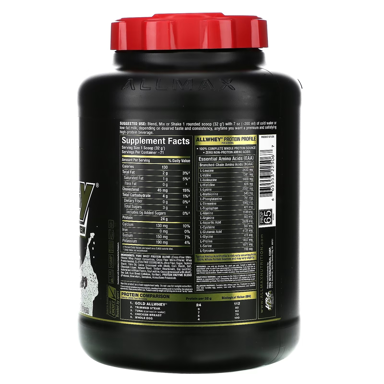 ALLMAX, Gold AllWhey, 100% Premium Whey Protein, Cookies & Cream, 5 lbs (2.27 kg)_1