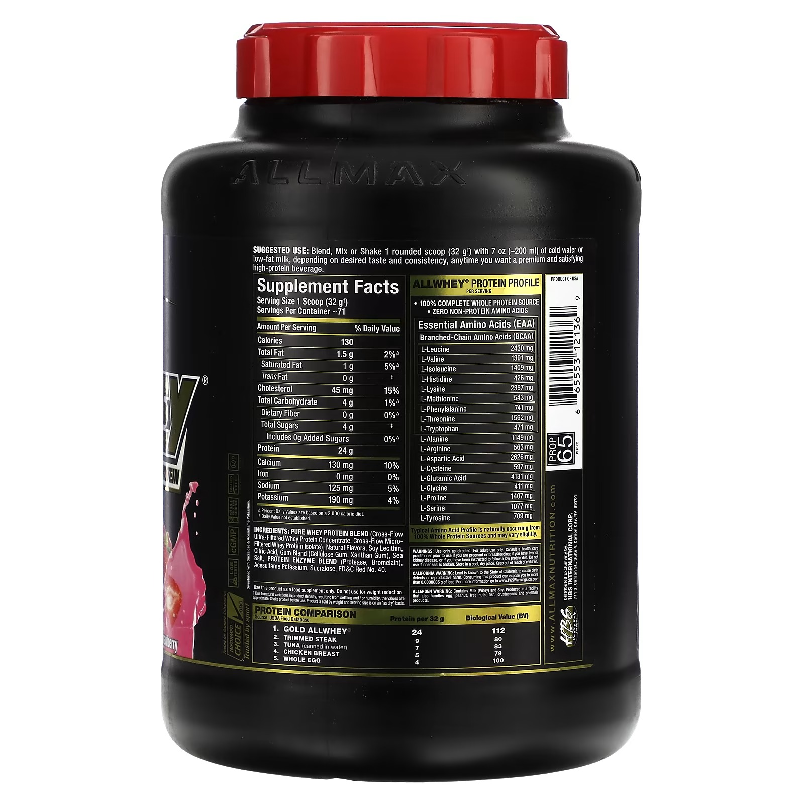 ALLMAX, Gold AllWhey, Premium Whey Protein, Strawberry, 5 lbs (2.27 kg)_1