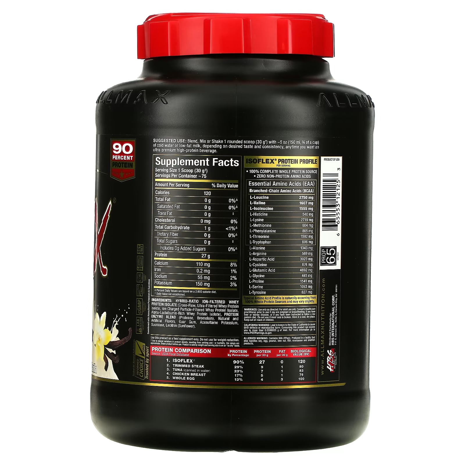 ALLMAX, Isoflex, Pure Whey Protein Isolate, Vanilla, 5 lbs (2.27 kg)_1
