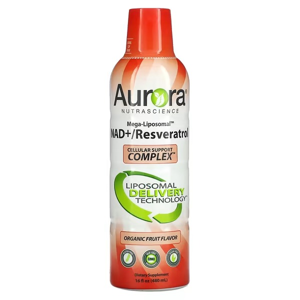 Aurora Nutrascience, Mega-Liposomal NAD+:Resveratrol, Organic Fruit, 16 fl oz (480 ml)