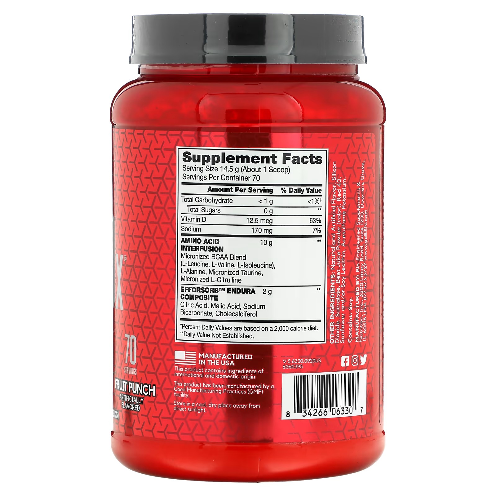 BSN, AminoX, Endurance & Recovery, Fruit Punch, 2.24 lb (1.02 kg)_1
