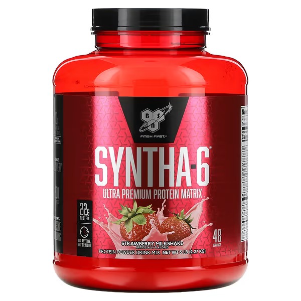 BSN, Syntha-6, Ultra Premium Protein Matrix, Strawberry Milkshake, 5 lbs (2.27 kg)