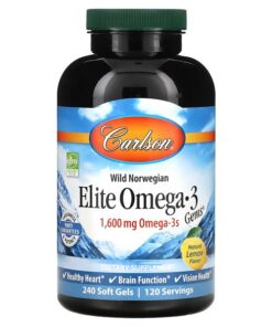 Carlson, Elite Omega 3 Gems, Natural Lemon, 800 mg, 240 Soft Gels