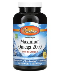 Carlson, Wild Norwegian, Maximum Omega 2000, Natural Lemon, 1,000 mg, 180 Soft Gels