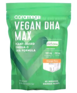Coromega, Vegan DHA Max, Orange, 60 Individual Squeeze Packets, 2.5 g Each