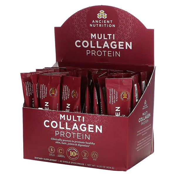 Dr. Axe : Ancient Nutrition, Multi Collagen Protein, 40 Single Stick Packets, 0.36 oz (10.1 g) Each_3