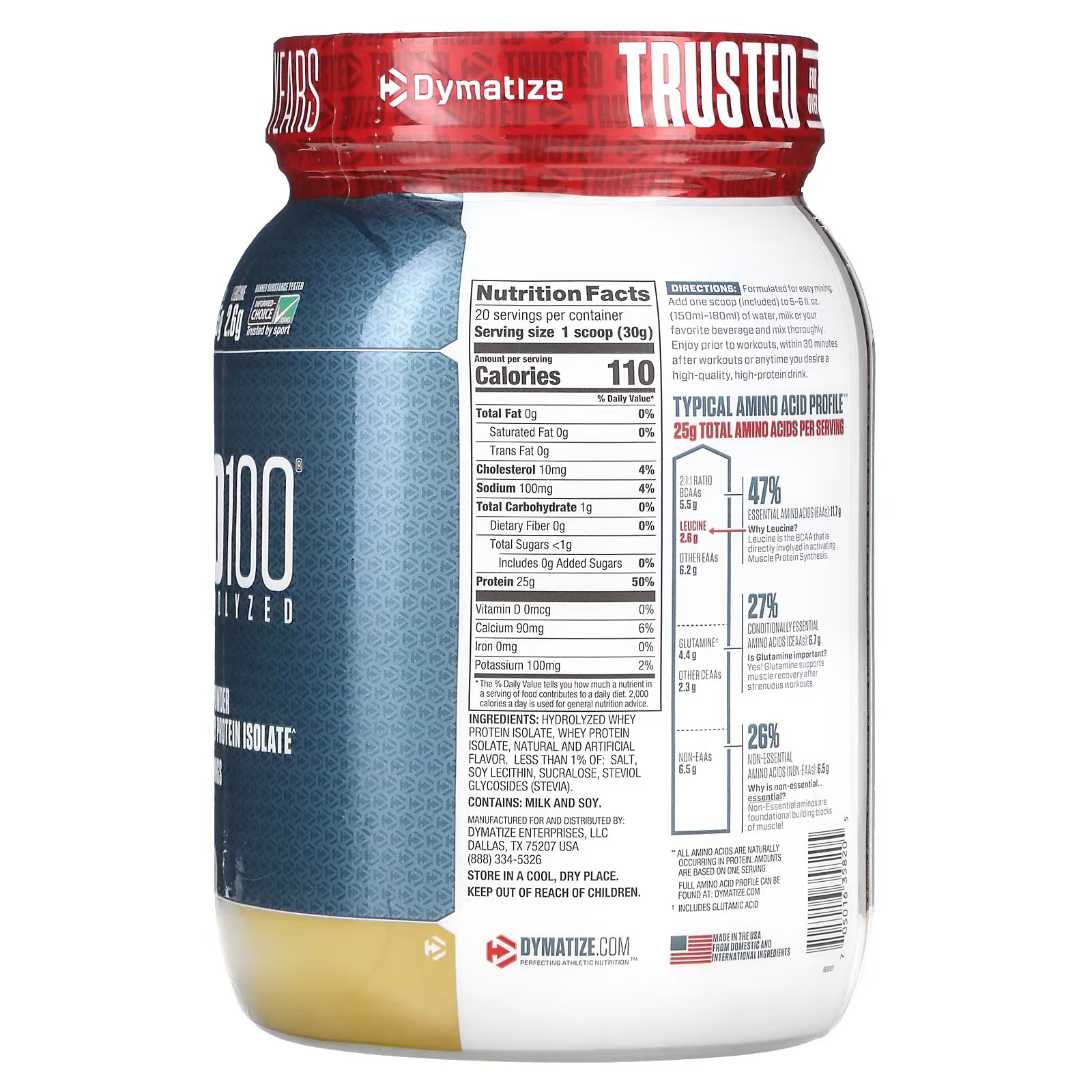 Dymatize, ISO 100, Hydrolyzed, 100% Whey Protein Isolate Powder, Gourmet Vanilla, 1.3 lb (600 g)_1