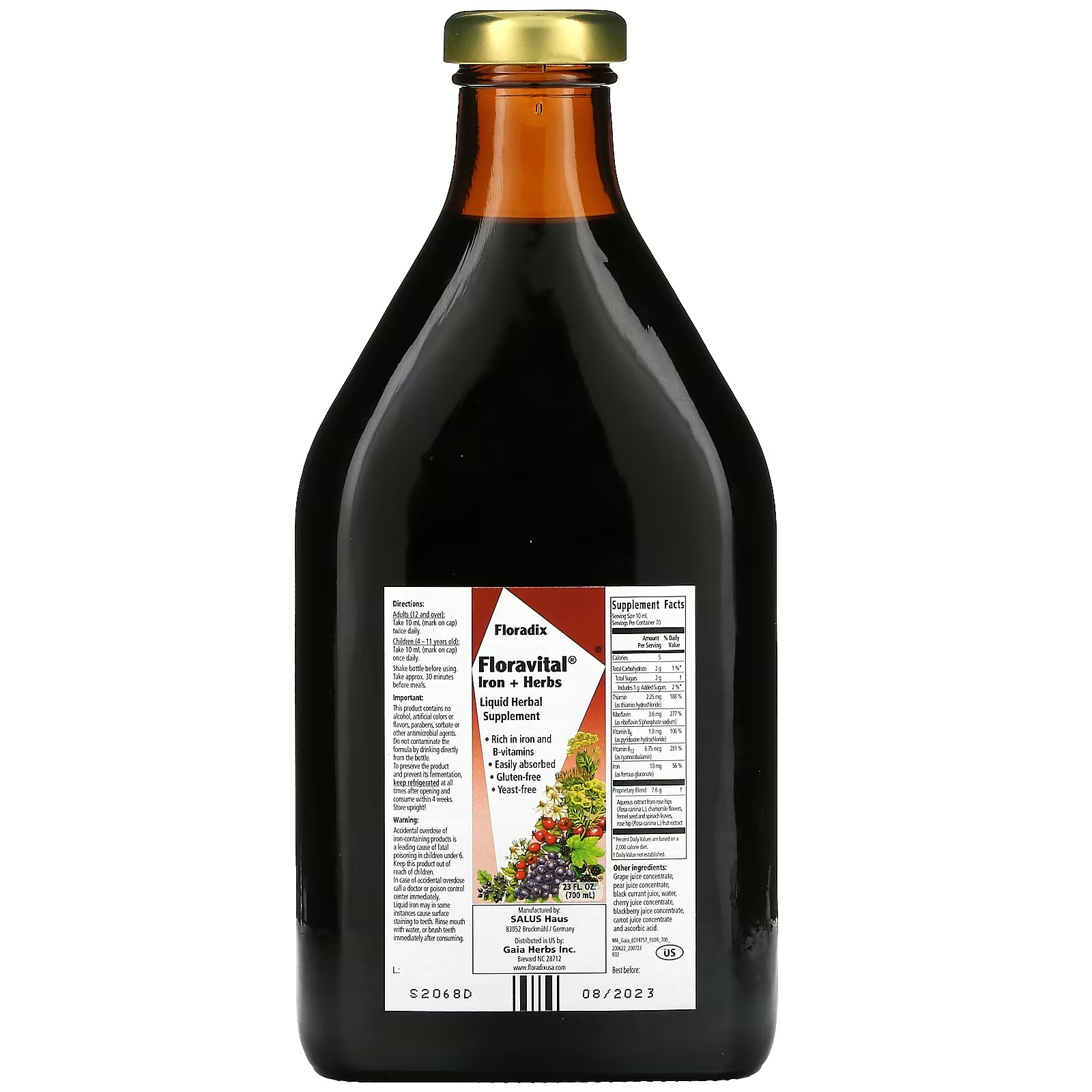 Gaia Herbs, Floradix, Floravital Iron + Herbs, 23 fl oz (700 ml)_2