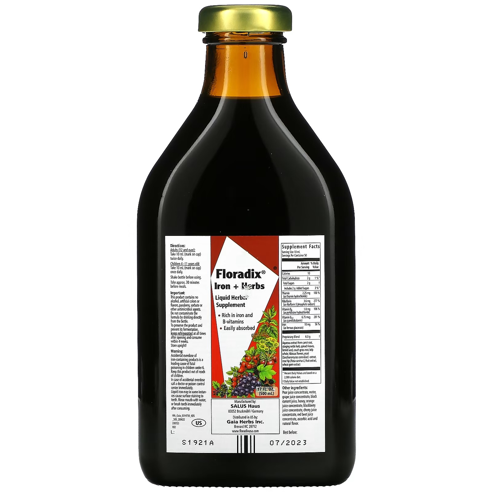 Gaia Herbs, Floradix, Iron + Herbs, 17 fl oz (500 ml)2