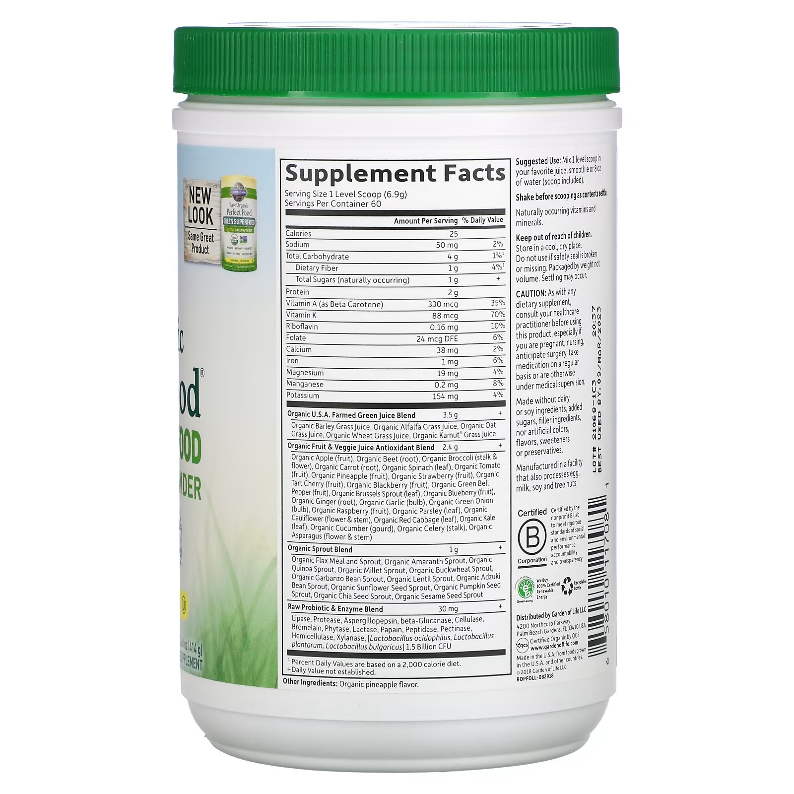 Garden of Life, Raw Organic Perfect Food, Green Superfood, Juiced Greens Powder, Original, 14.6 oz (414 g)_1