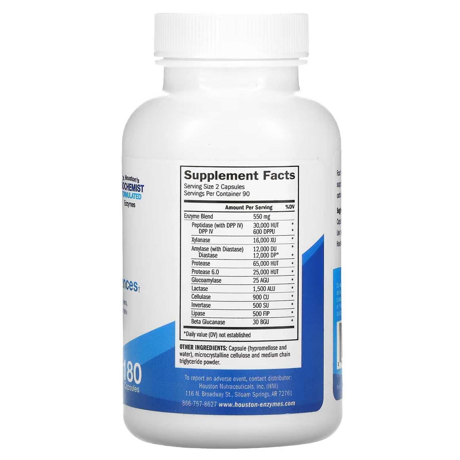 Houston Enzymes, TriEnza, Enzyme For Digestive Intolerances, 180 Capsules_1