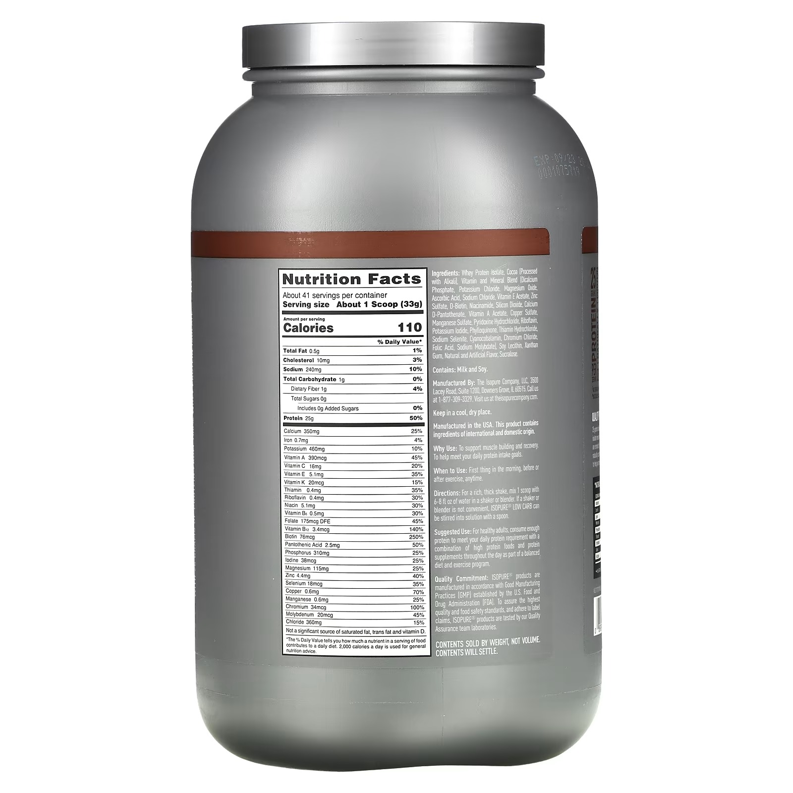 Isopure, Low Carb Protein Powder, Dutch Chocolate, 3 lb (1.36 kg)_1
