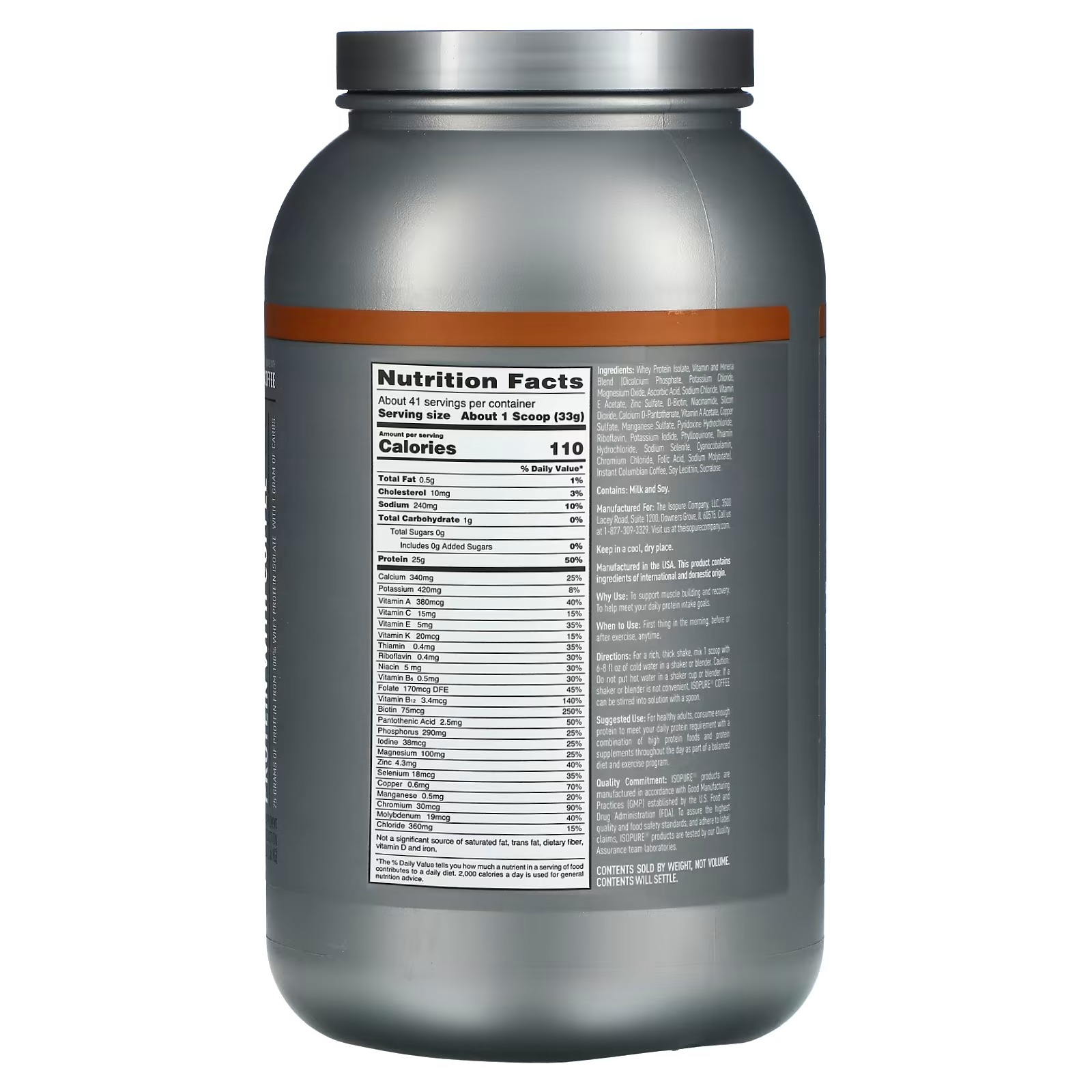 Isopure, Protein Powder with Coffee, Colombian Coffee, 3 lb (1.36 kg)_1