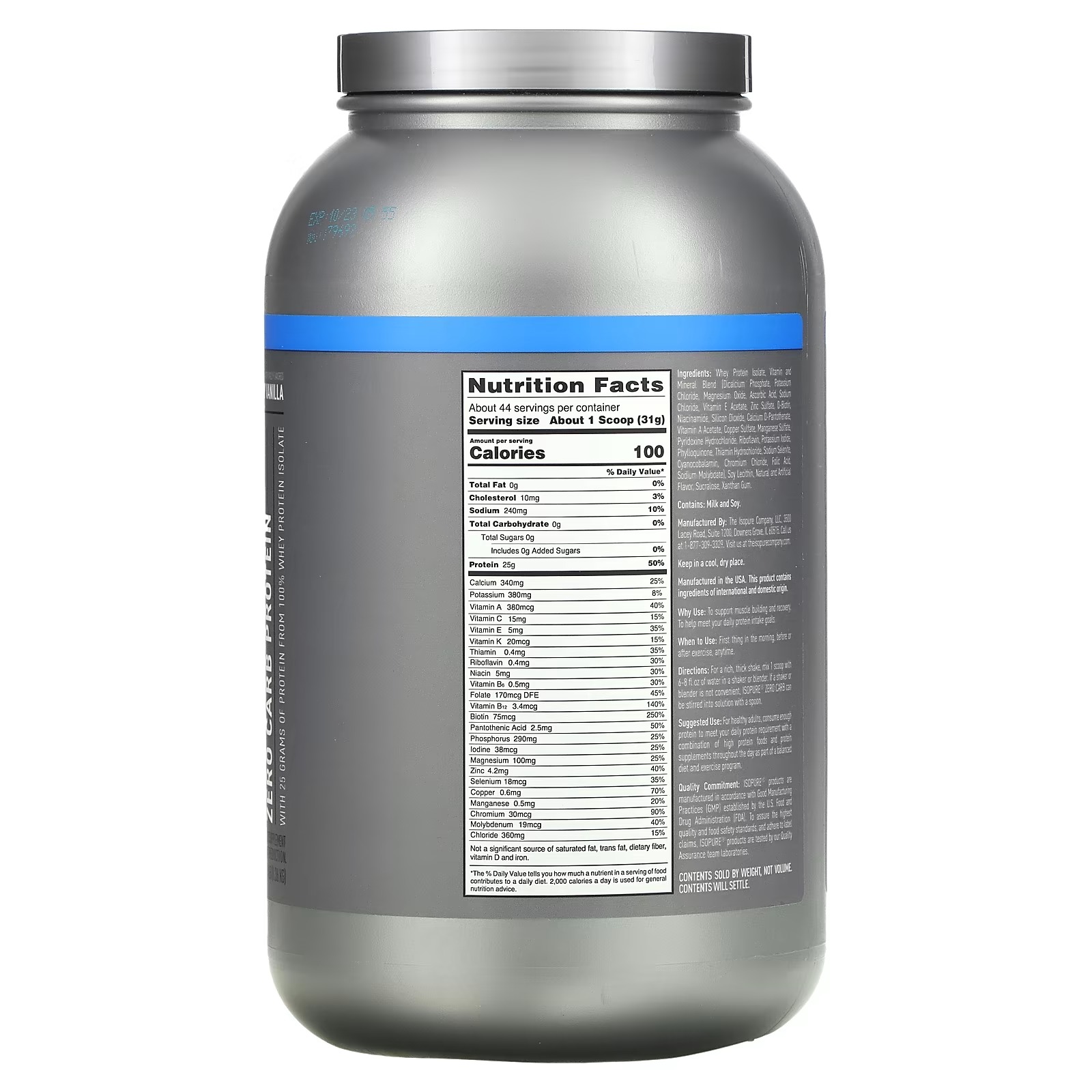 Isopure, Zero Carb Protein Powder, Creamy Vanilla, 3 lb (1.36 kg)_1