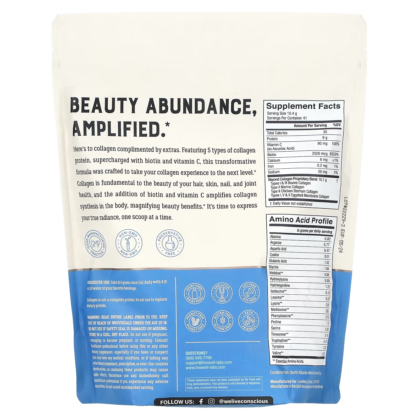 Live Conscious, Beyond Collagen, With Biotin & Vitamin C, 15 oz (427 g)1