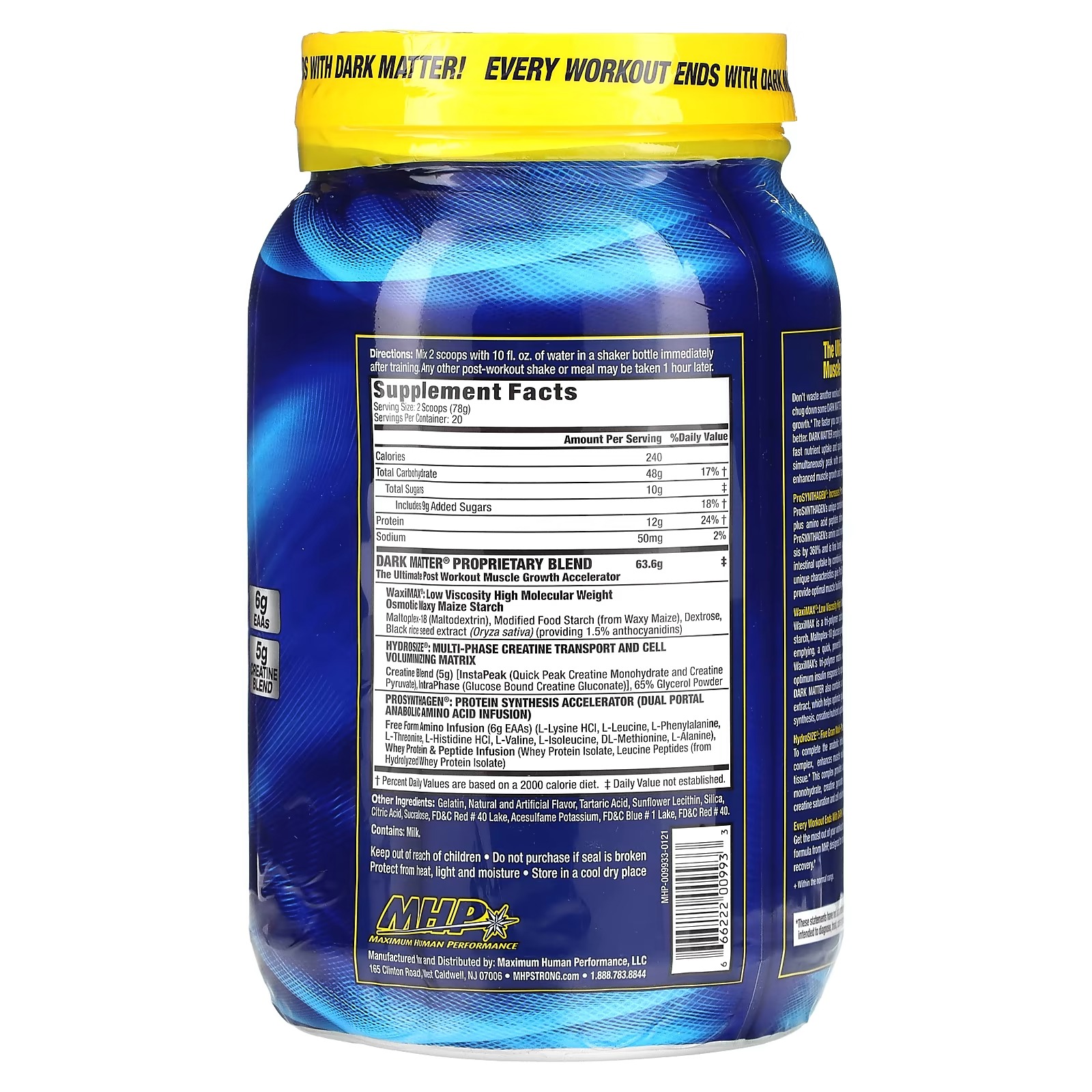 MHP, DARK MATTER, Post-Workout Muscle Growth Accelerator, Grape, 3.44 lbs (1,560 g)1