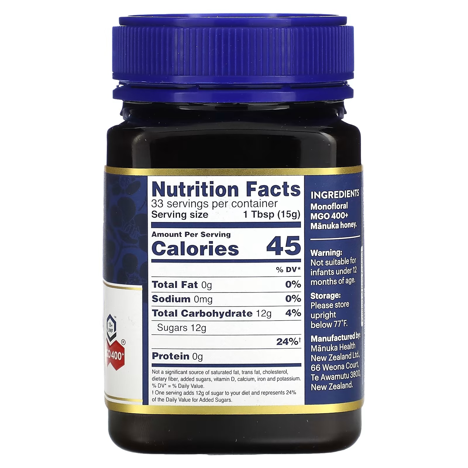 Manuka Health, Raw Manuka Honey, MGO 400+, 1.1 lb (500 g)_1