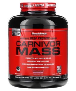 MuscleMeds, Carnivor Mass, Anabolic Beef Protein Gainer, Strawberry, 5.79 lbs (2,698 g)