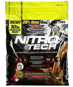 MuscleTech, Nitro Tech, Whey Peptides & Isolate Lean Musclebuilder, Milk Chocolate, 10 lbs (4.54 kg)