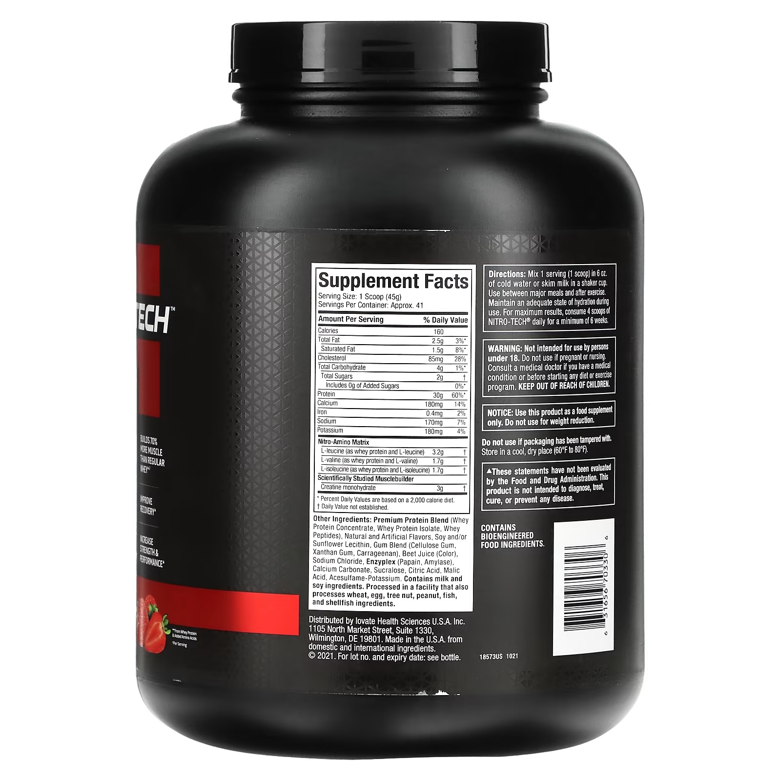 MuscleTech, Nitro Tech, Whey Protein, Strawberry, 4 lbs (1.81 kg)_1