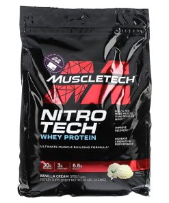 MuscleTech, Performance Series, Nitro Tech, Whey Peptides & Isolate Lean Musclebuilder, Vanilla, 10 lbs (4.54 kg)