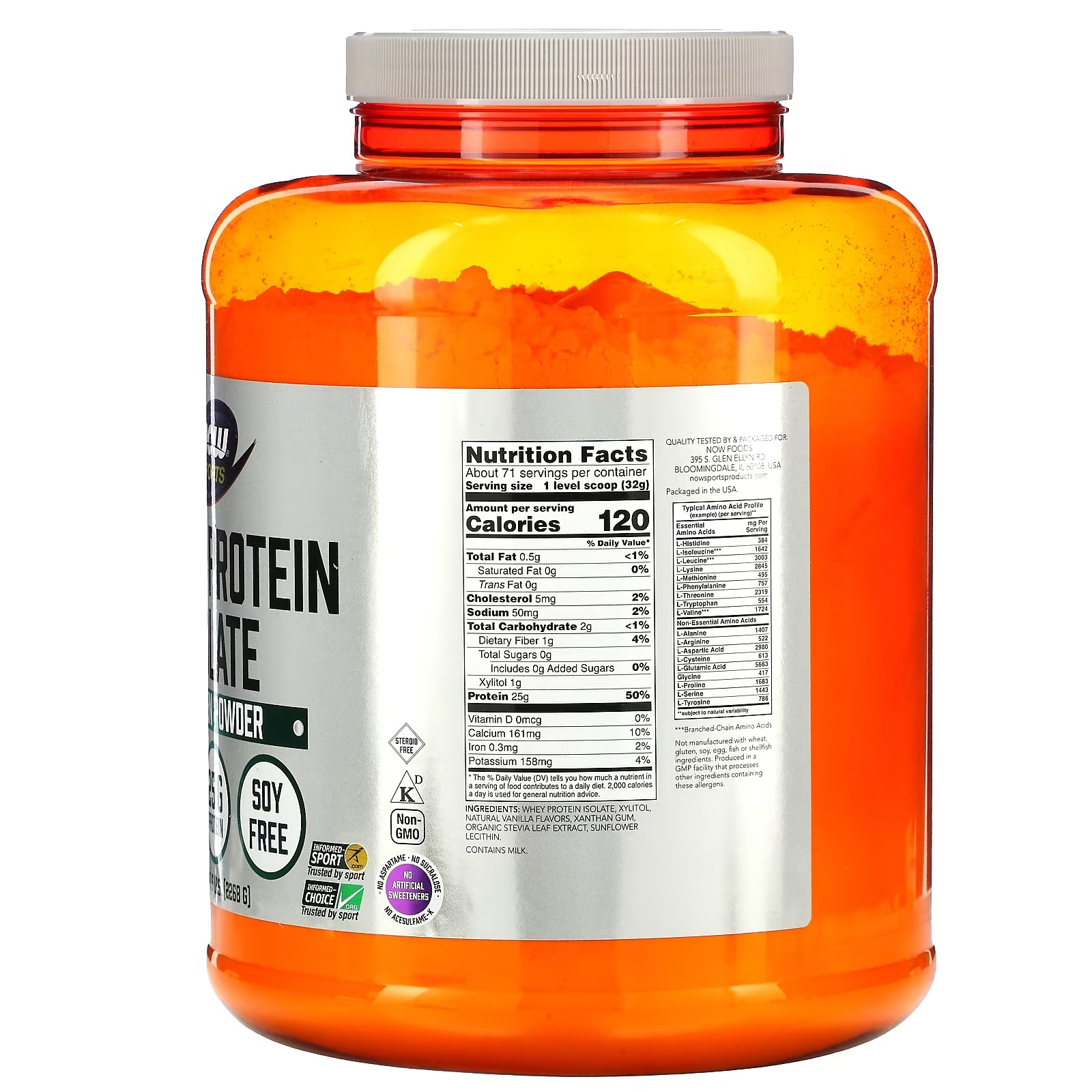 NOW Foods, Sports, Whey Protein Isolate, Creamy Vanilla, 5 lbs. (2268 g)_1