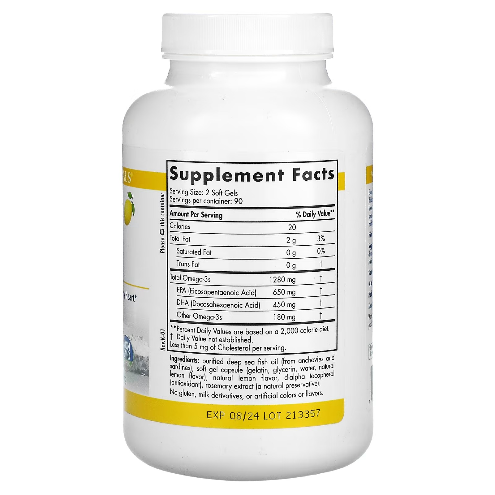 Nordic Naturals, ProOmega, Lemon, 1,000 mg, 180 Soft Gels_1