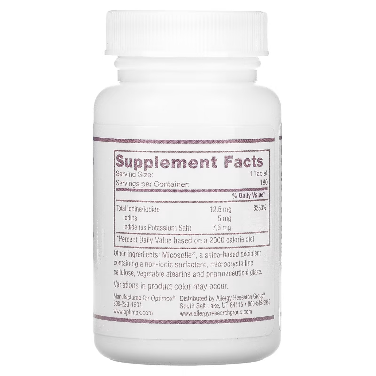 Optimox Corporation, Iodoral, IOD 12.5, 180 Tablets_1