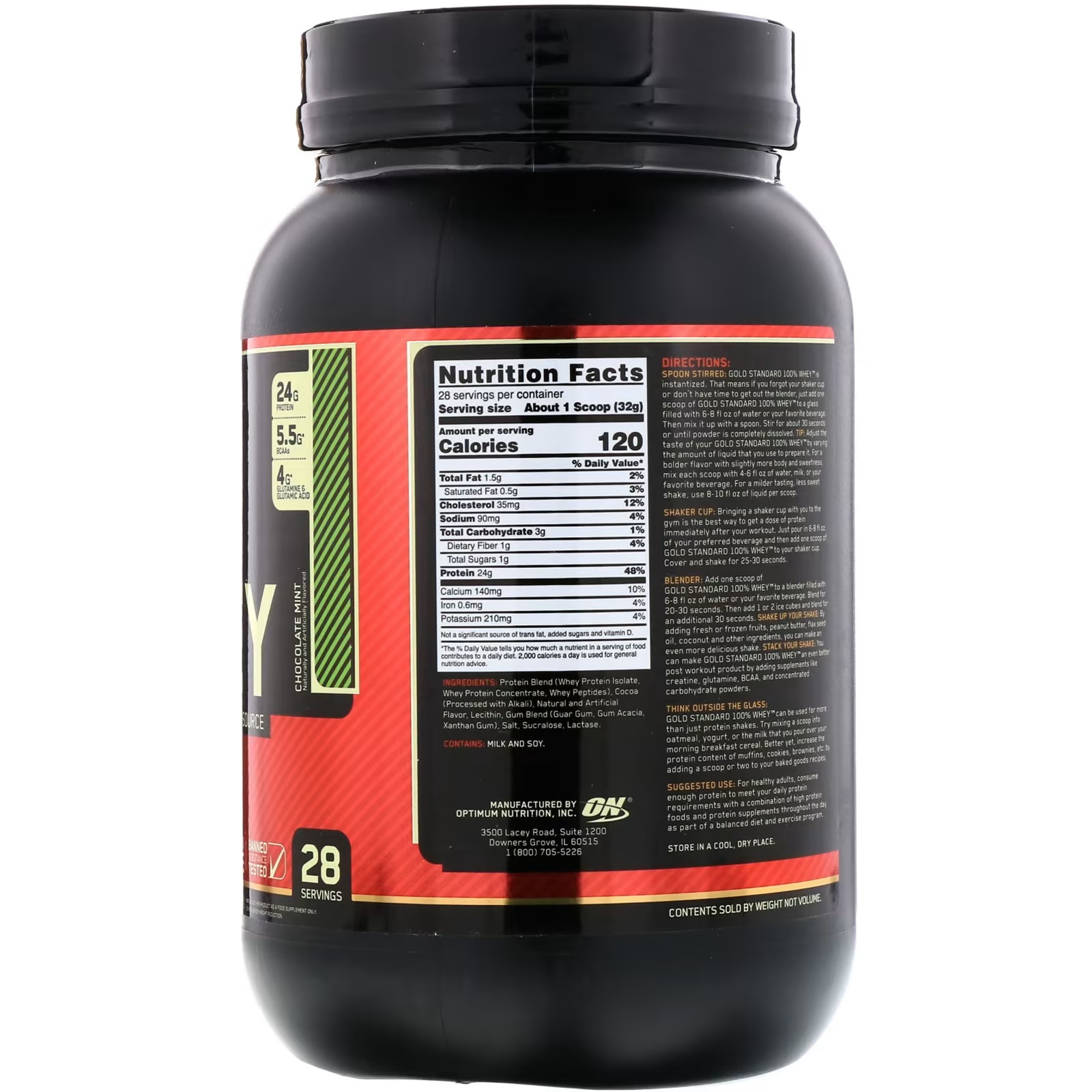 Optimum Nutrition, Gold Standard 100% Whey, Chocolate Mint, 1.97 lb (896 g)_1