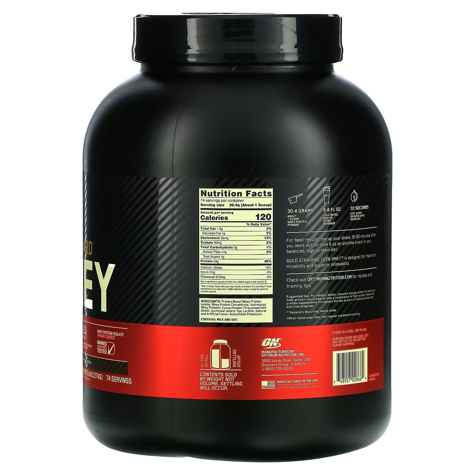 Optimum Nutrition, Gold Standard 100% Whey, Double Rich Chocolate, 5 lbs (2.27 kg)_1