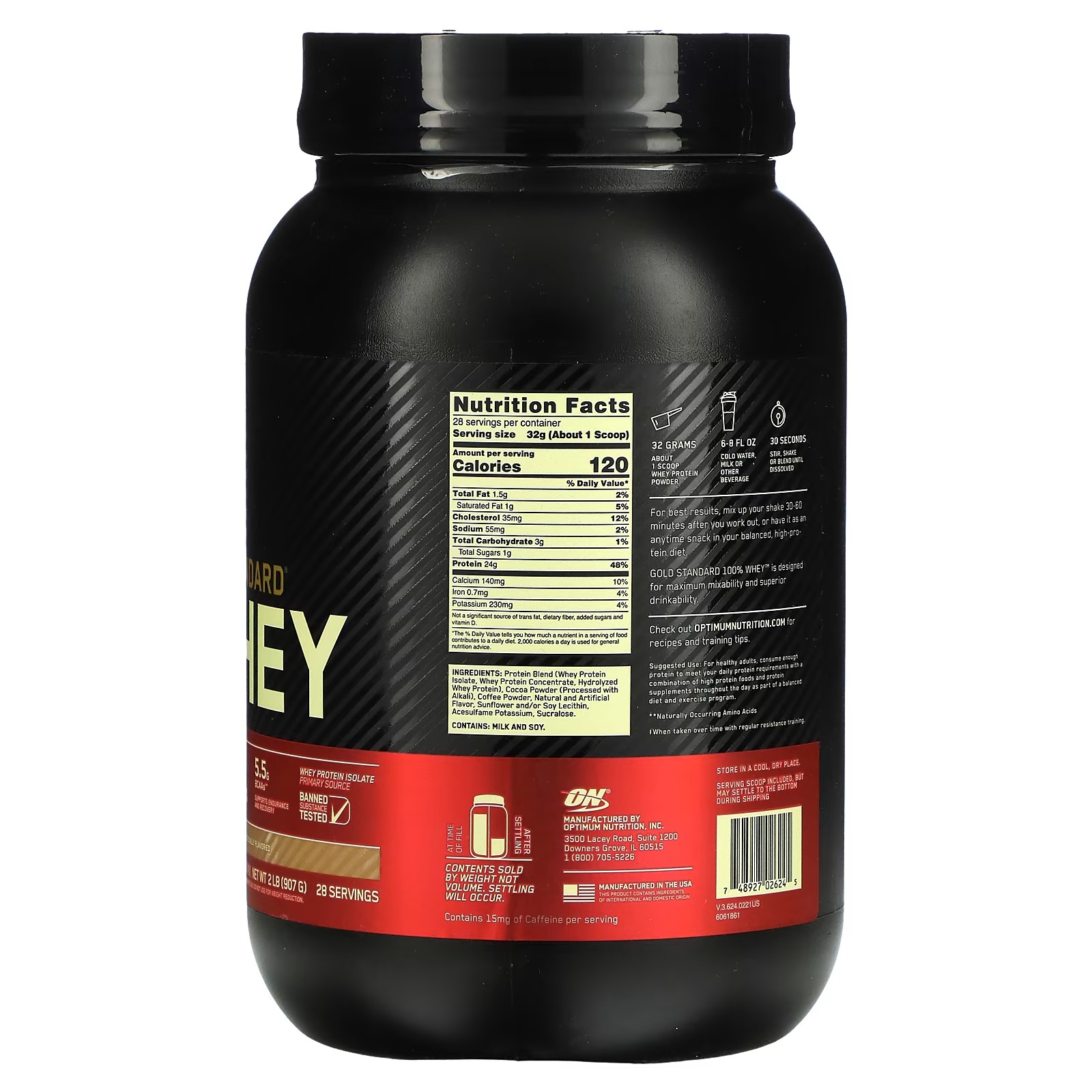 Optimum Nutrition, Gold Standard 100% Whey, Mocha Cappuccino, 2 lb (907 g)_1