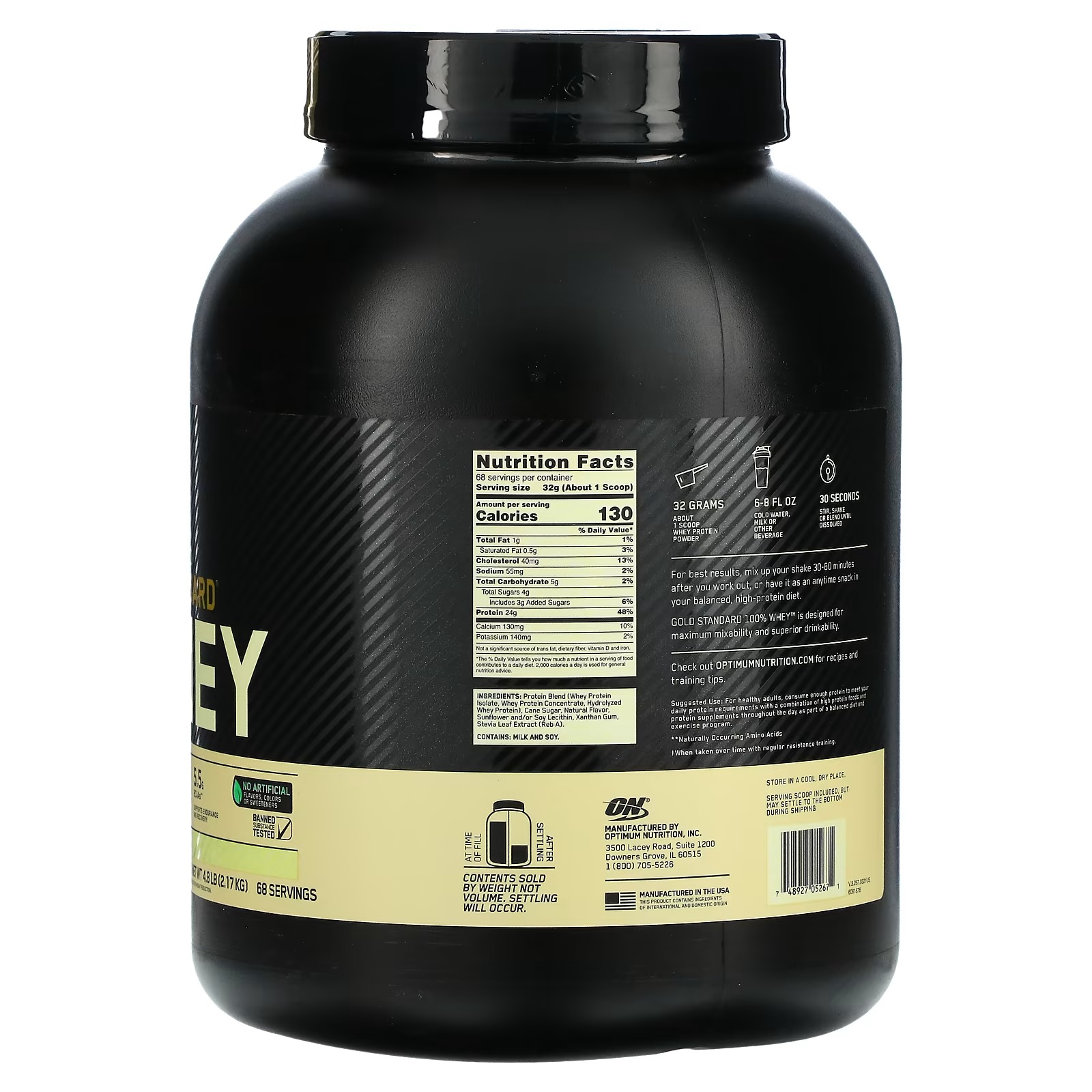 Optimum Nutrition, Gold Standard 100% Whey, Naturally Flavored, Vanilla, 4.8 lb (2.17 kg)_1