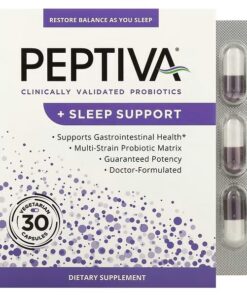 Peptiva, Clinically Validated Probiotics + Sleep Support, 30 Vegetarian Capsules