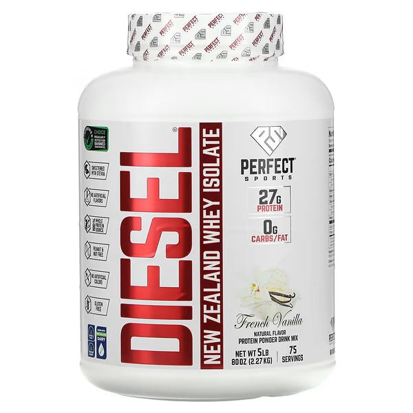 Perfect Sports, Diesel, New Zealand Whey Isolate, French Vanilla, 5 lb (2.27 kg)