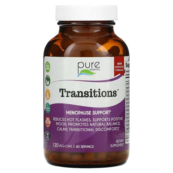 Pure Essence, Transitions, Menopause Support, 120 Vegi-Caps