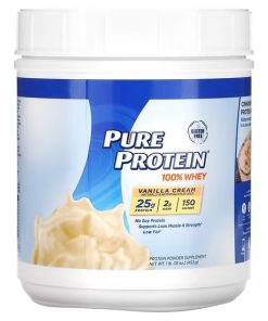Pure Protein, 100% Whey Pure Protein, Vanilla Cream, 1 lb (453 g)