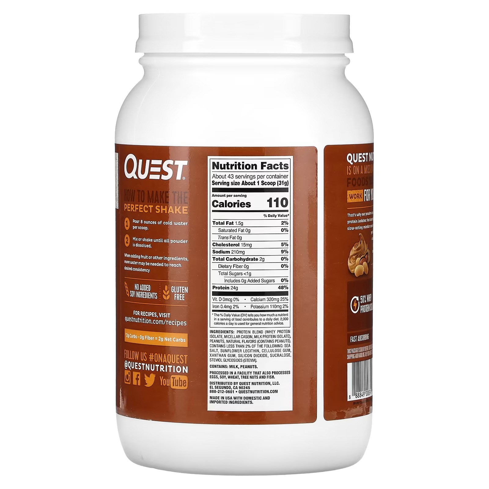 Quest Nutrition, Protein Powder, Peanut Butter, 3 lbs (1.36 kg)_1