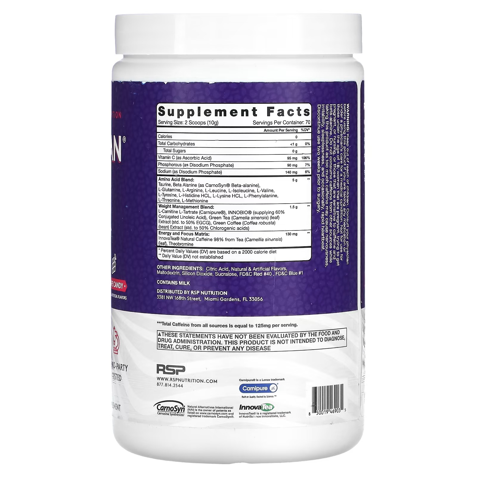 RSP Nutrition, AminoLean, Grape Candy, 24.69 oz (700 g)_1