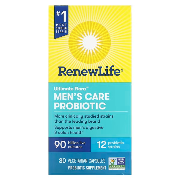 Renew Life, Ultimate Flora, Men's Care Probiotic, 90 Billion Live Cultures, 30 Vegetarian Capsules