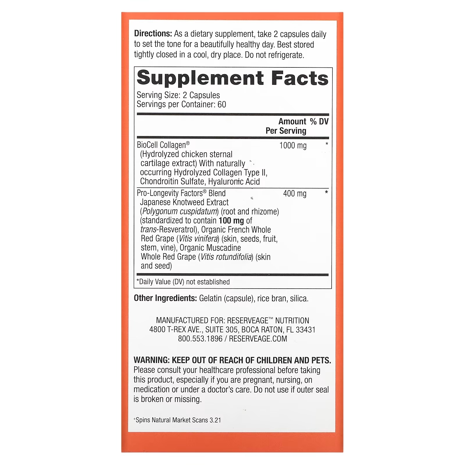 Reserveage Nutrition, Collagen Booster with Hyaluronic Acid & Resveratrol, 120 Capsules_2