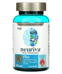 Schiff, Neuriva Brain Performance, Plus Vitamins B6, B12 and Folic Acid, Strawberry, 50 Gummies