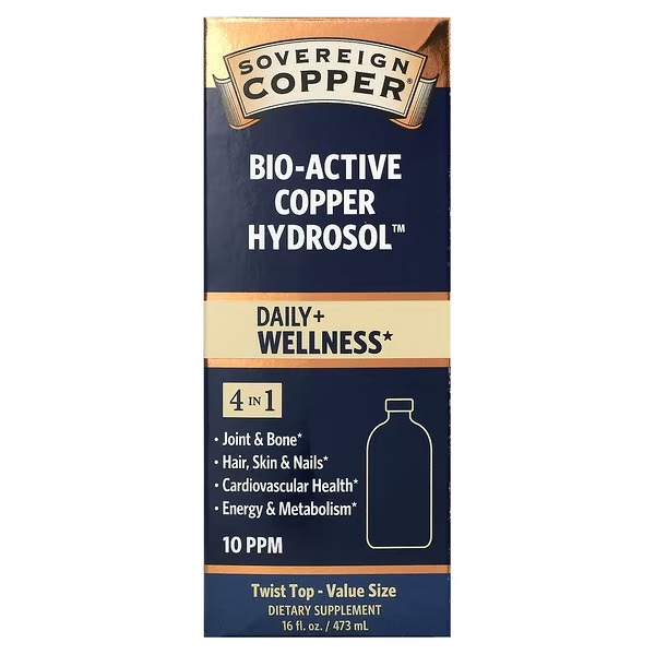Sovereign Silver, Bio-Active Copper Hydrosol, 10 PPM, 16 fl oz (473 ml)