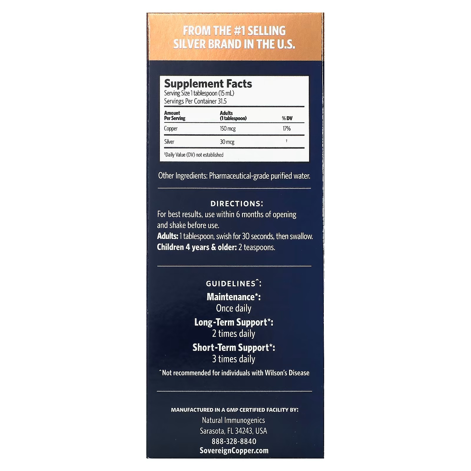 Sovereign Silver, Bio-Active Copper Hydrosol, 10 PPM, 16 fl oz (473 ml)2