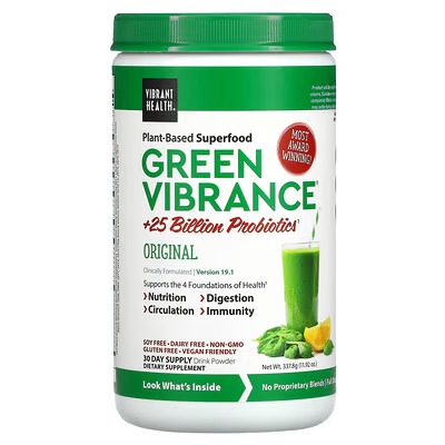 Vibrant Health, Green Vibrance +25 Billion Probiotics, Version 19.1, 11.92 oz (337.8 g)