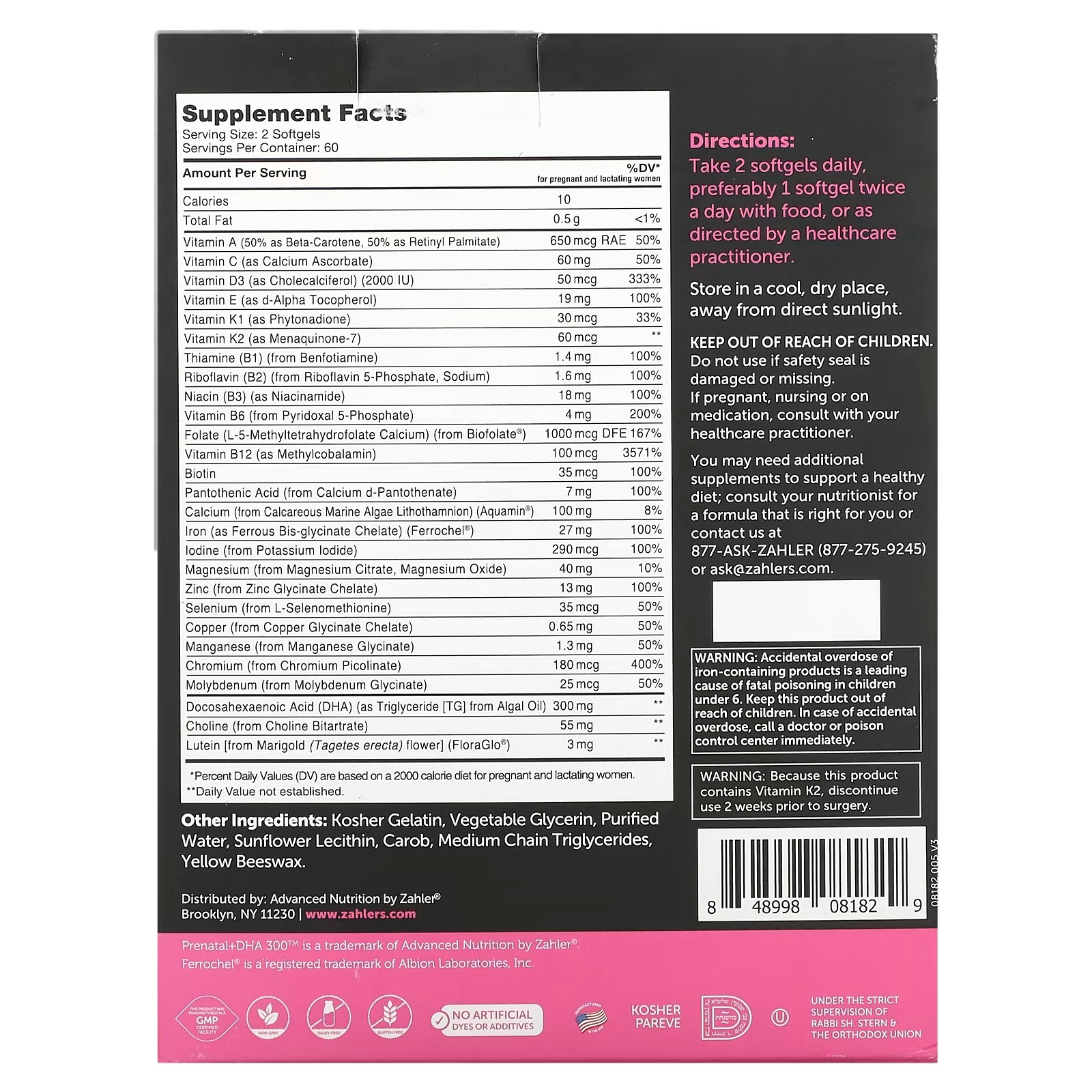 Zahler, Prenatal + DHA 300, 120 Softgels_1